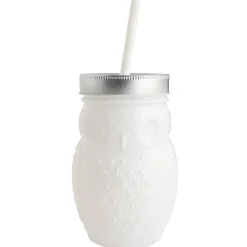 Gobelet animalier en verre + paille + couvercle