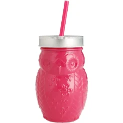 Gobelet animalier en verre + paille + couvercle