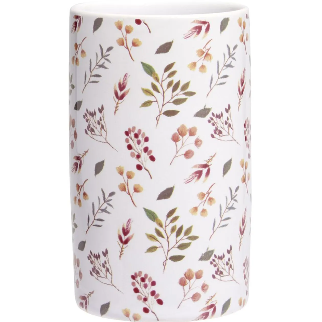 Gobelet céramique motif floral blanc et rose Ø6xH10,5cm