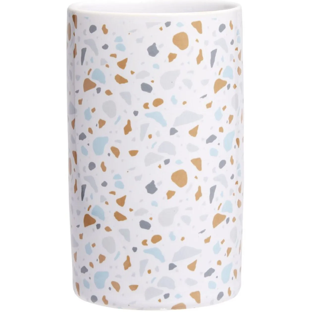 Gobelet céramique motif terrazzo blanc et bleu Ø6xH10,5cm