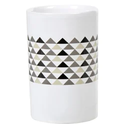 Gobelet de salle de bain blanc motifs triangles