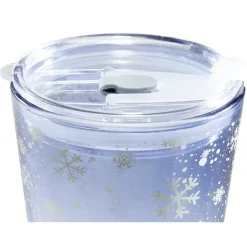 Gobelet en verre 400 ml avec paille décor givré