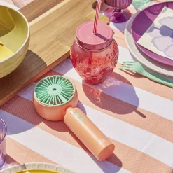 Gobelet en verre avec paille forme cactus ou fraise Ø10xH12,5cm