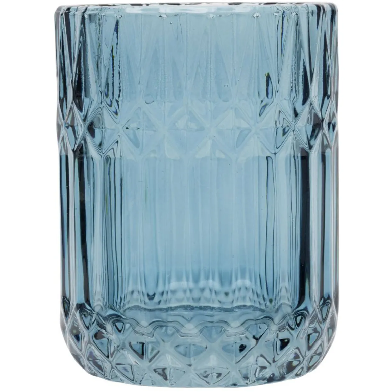 Gobelet en verre effet cristallin bleu Ø8xH10,5cm