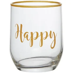 Gobelet en verre inscription Happy bord coloré 31,5 cl