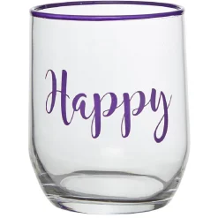 Gobelet en verre inscription Happy bord coloré 31,5 cl