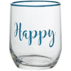 Gobelet en verre inscription Happy bord coloré 31,5 cl