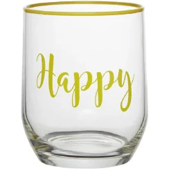 Gobelet en verre inscription Happy bord coloré 31,5 cl