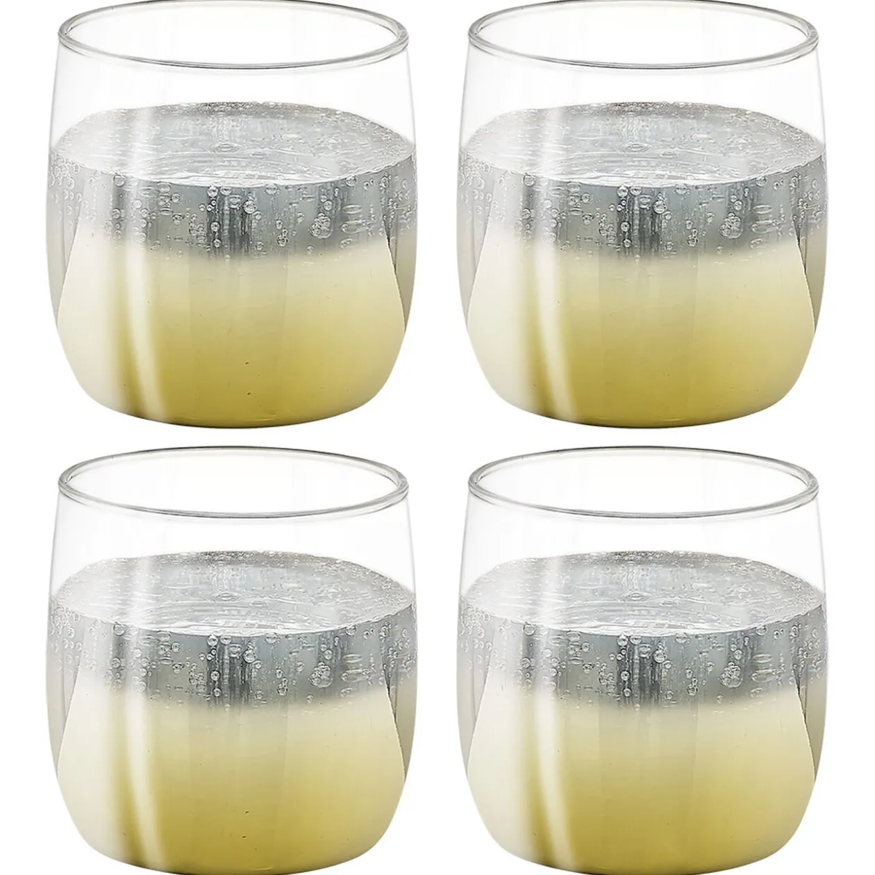 Gobelet en verre transparent pied doré x4