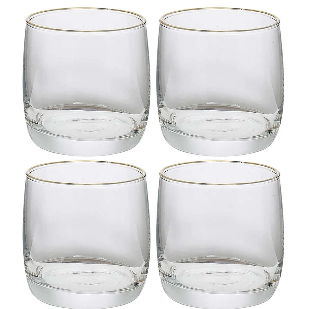 Gobelet en verre transparent avec liseré doré x4