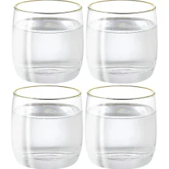 Gobelet en verre transparent avec liseré doré x4