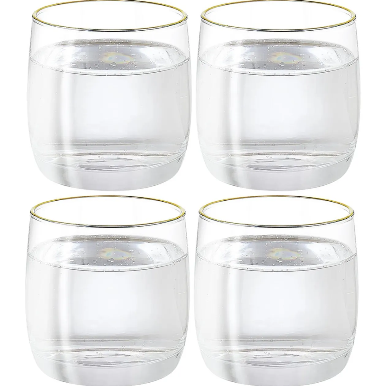 Gobelet en verre transparent avec liseré doré x4