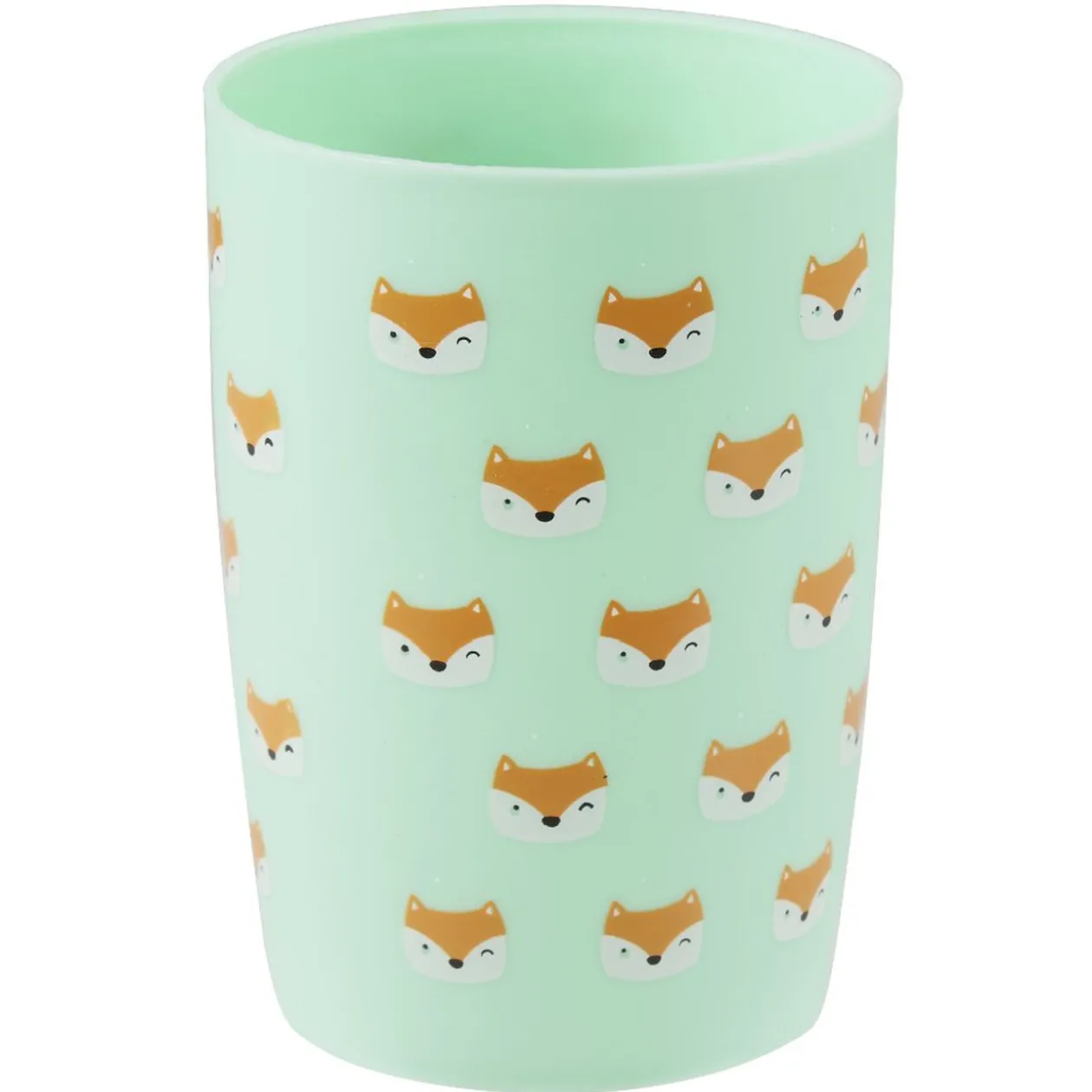 Gobelet enfant salle de bain vert motif tête de renard orange