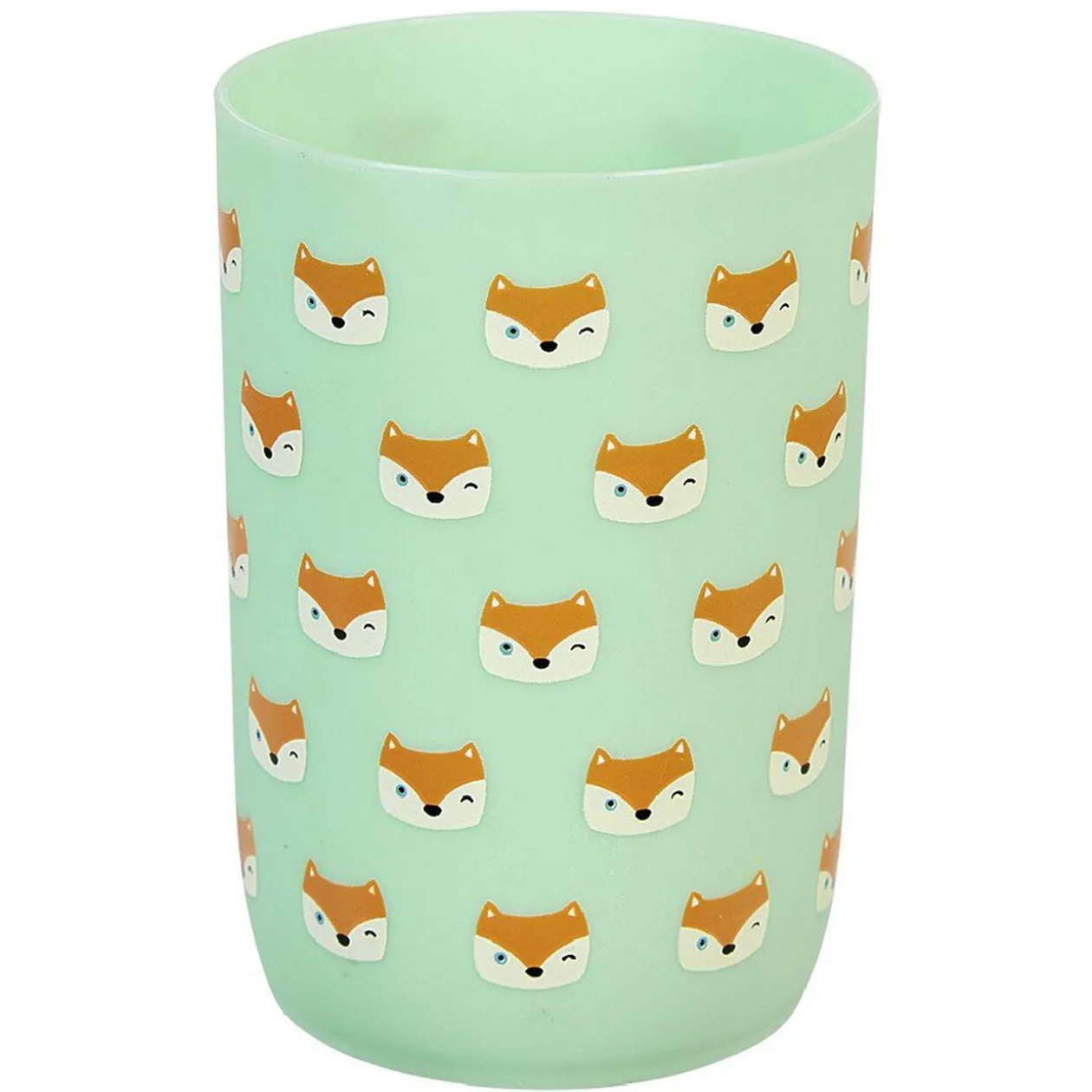 Gobelet enfant salle de bain vert motif tête de renard orange