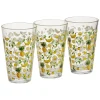 Gobelet haut verre transparent motif fruit exotique jaune 30cl x3