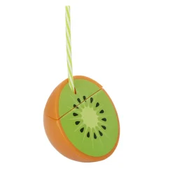 Gobelet plastique et paille en forme de kiwi