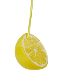 Gobelet plastique et paille en forme de citron