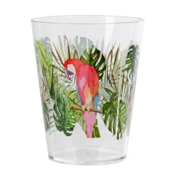 Gobelet plastique transparent décor perroquet exotique