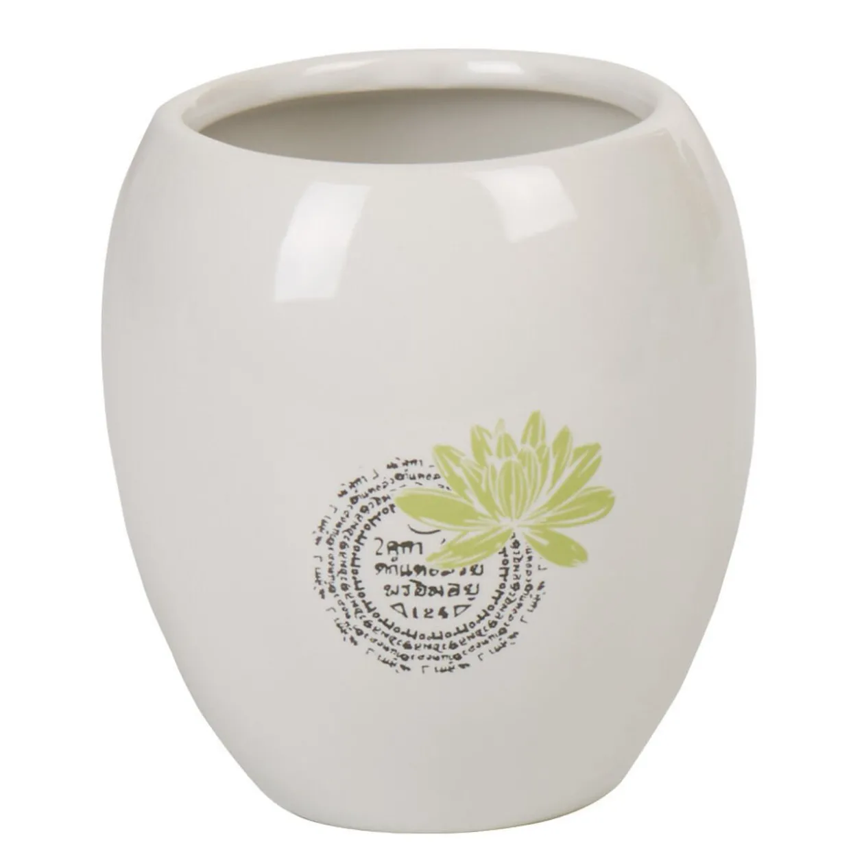 Gobelet salle de bain blanc fleur zen