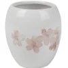 Gobelet salle de bain blanc design fleur cerisier rose