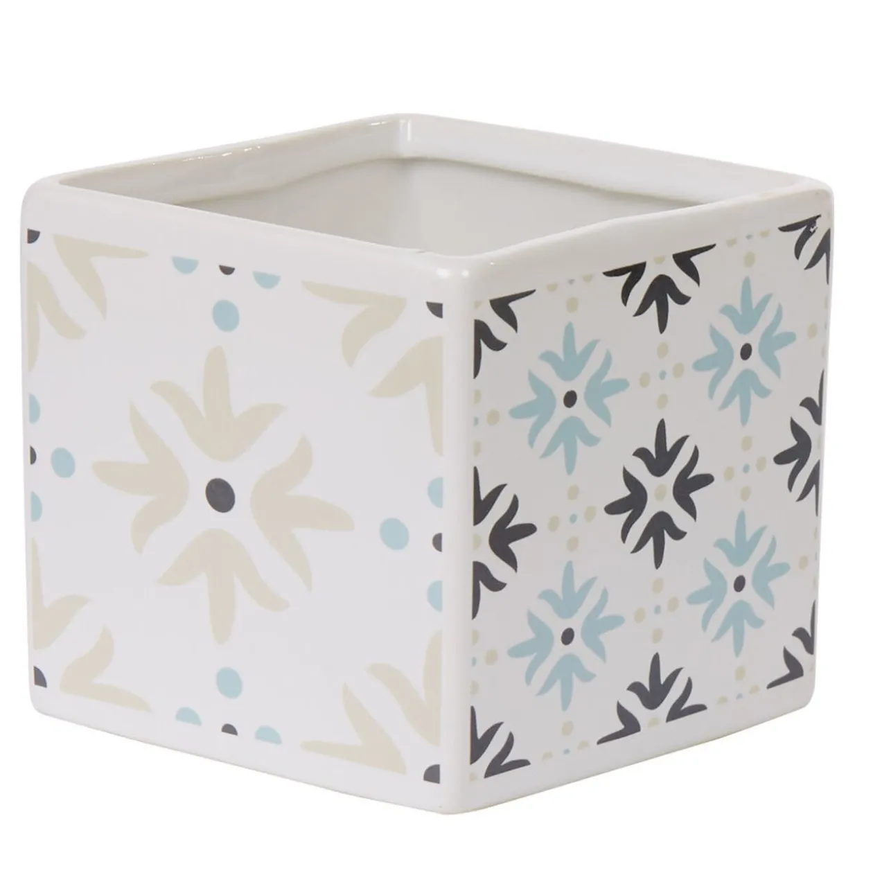 Gobelet salle de bain carré blanc design carreau de ciment