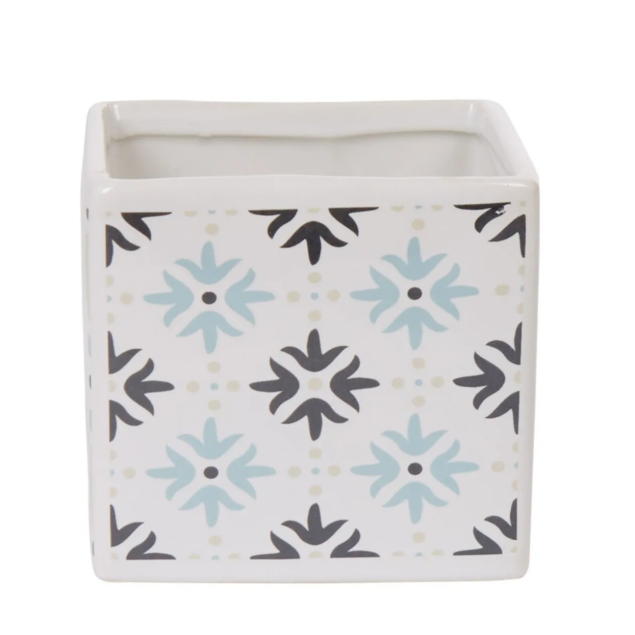 Gobelet salle de bain carré blanc design carreau de ciment