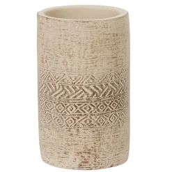 Gobelet salle de bain ciment gravé beige