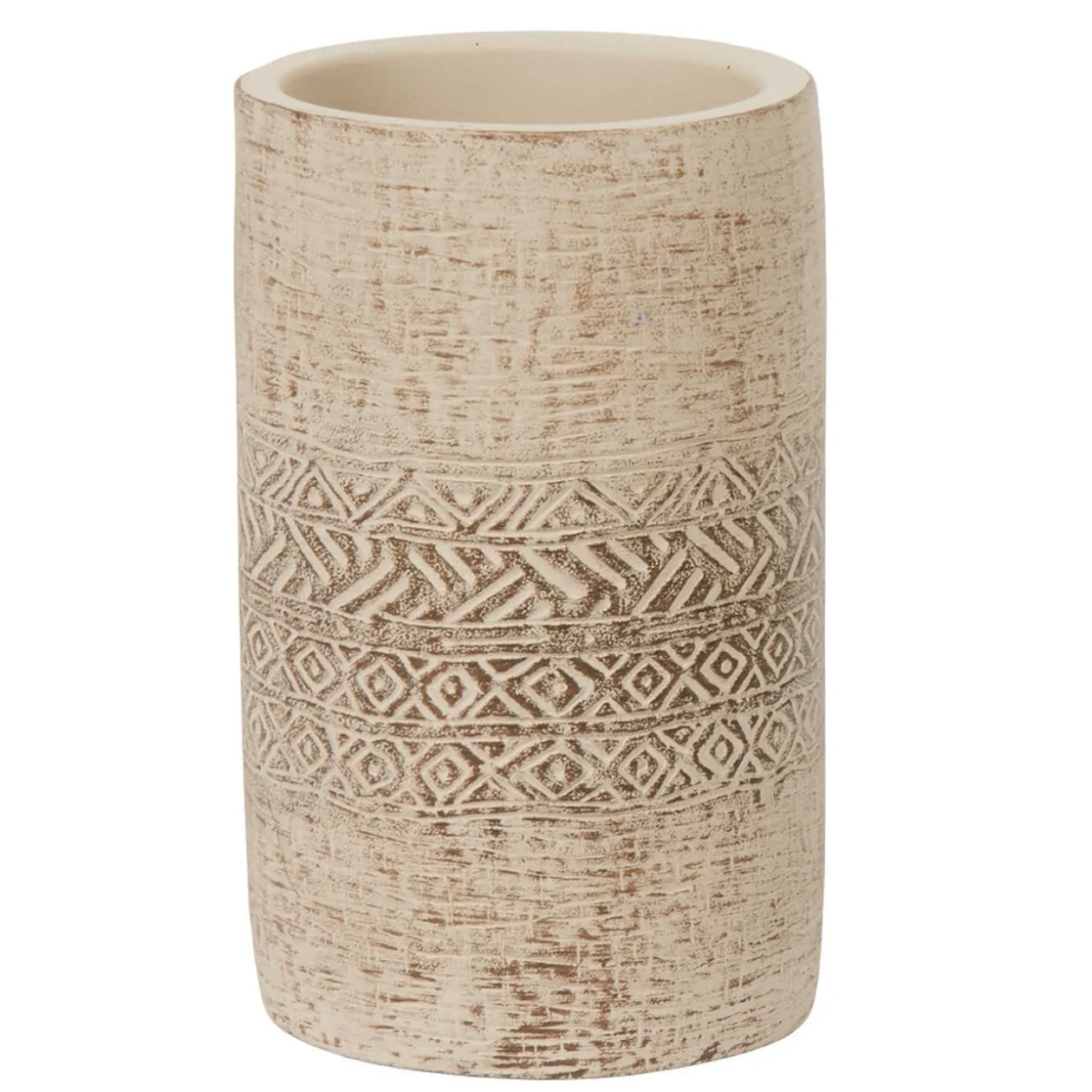 Gobelet salle de bain ciment gravé beige