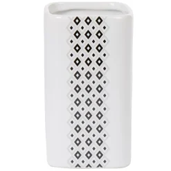 Gobelet salle de bain céramique motif nordique noir blanc