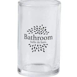 Gobelet salle de bain design fleur avec inscription bathroom
