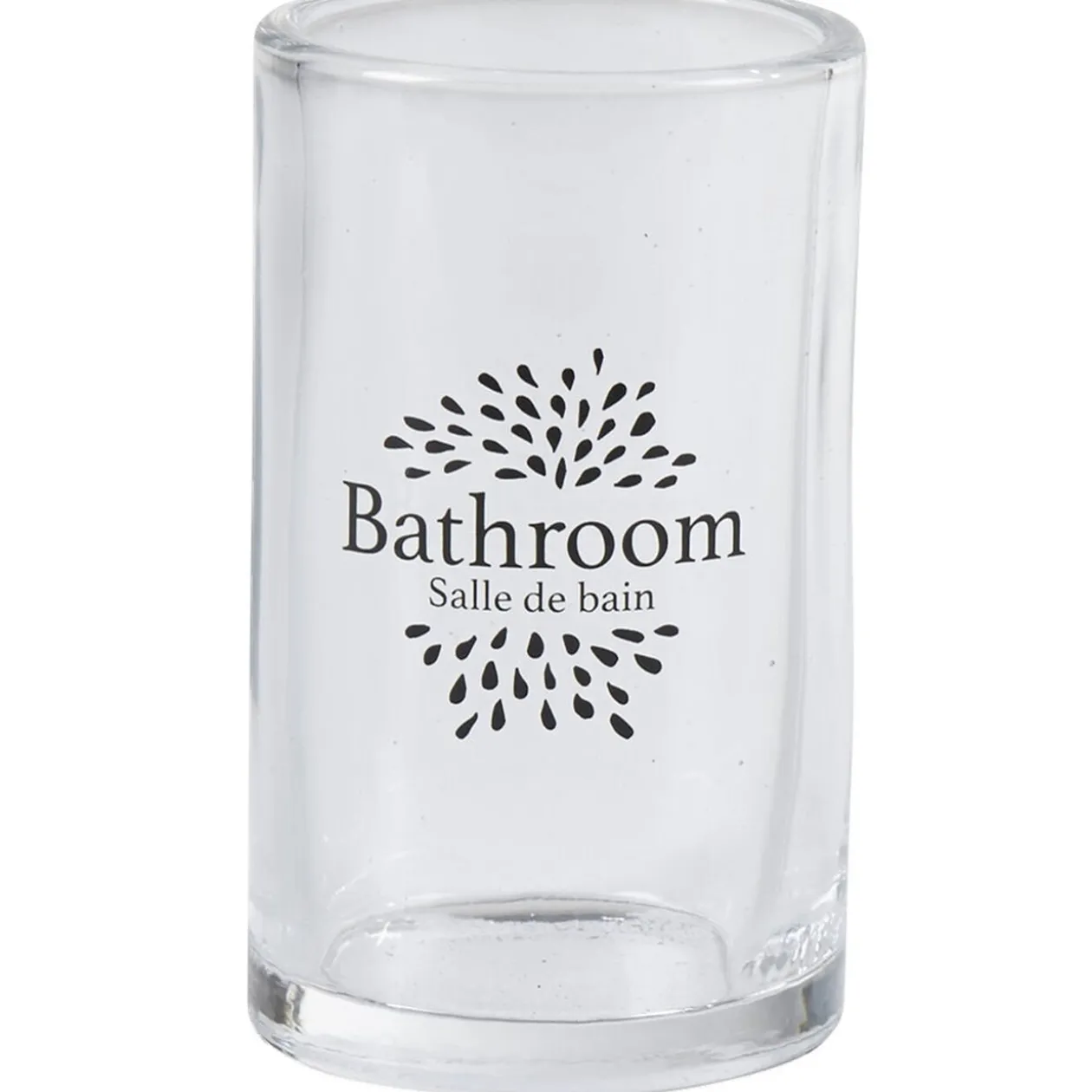 Gobelet salle de bain design fleur avec inscription bathroom