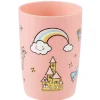 Gobelet salle de bain enfant rose motif château arc-en-ciel