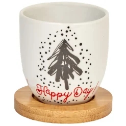 Gobelets café et sous tasse blanc motif noir rouge 11 cl x4