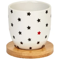 Gobelets café et sous tasse blanc motif noir rouge 11 cl x4