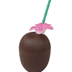 Gourde plastique et paille noix de coco