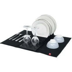 Égouttoir avec tapis pliable noir 11 rangées 12 picots
