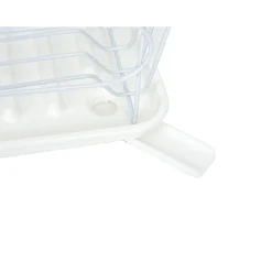 Égouttoir blanc avec bac de récupération et gouttière d'écoulement