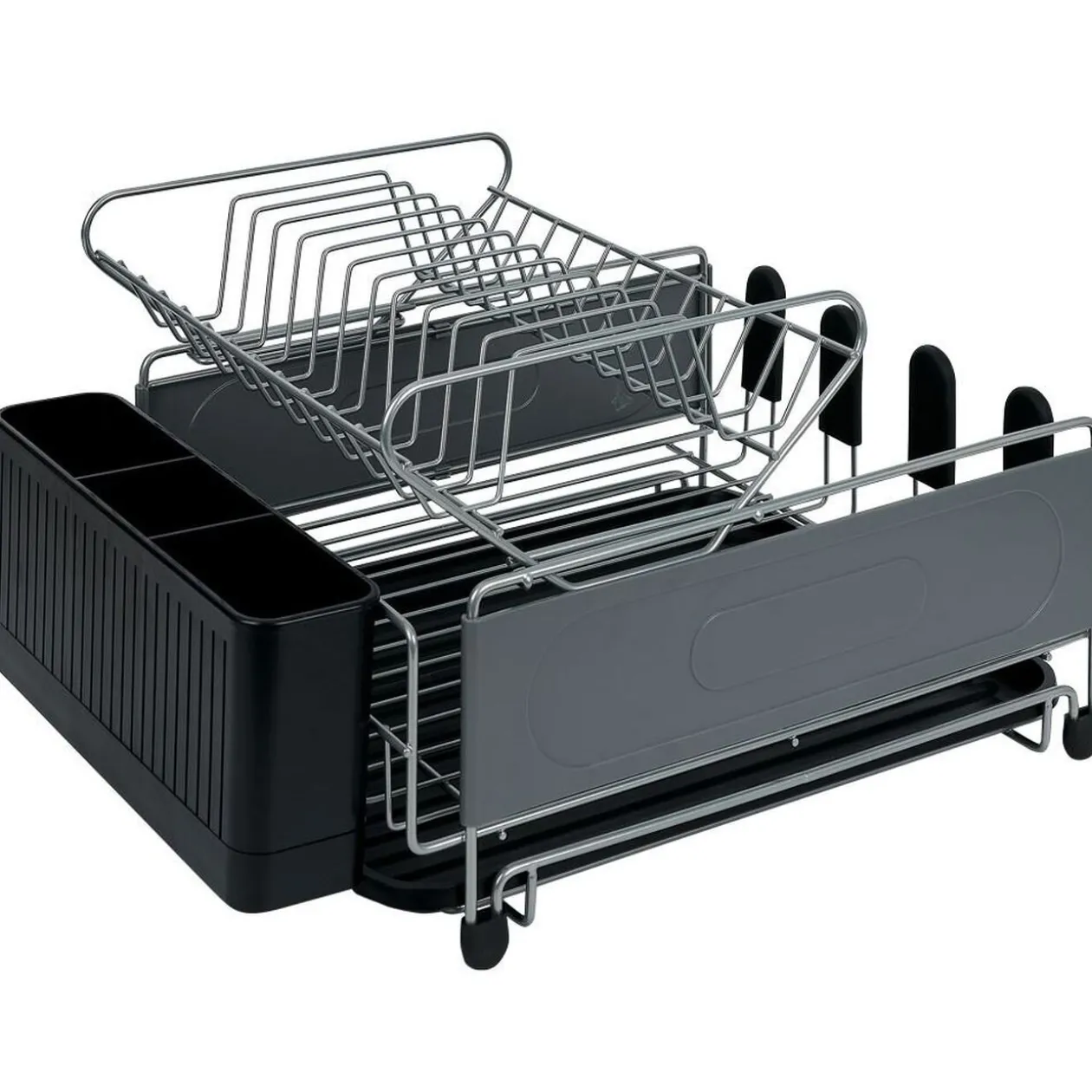 Égouttoir extensible en métal et plastique gris 41,5x30xH23,5cm