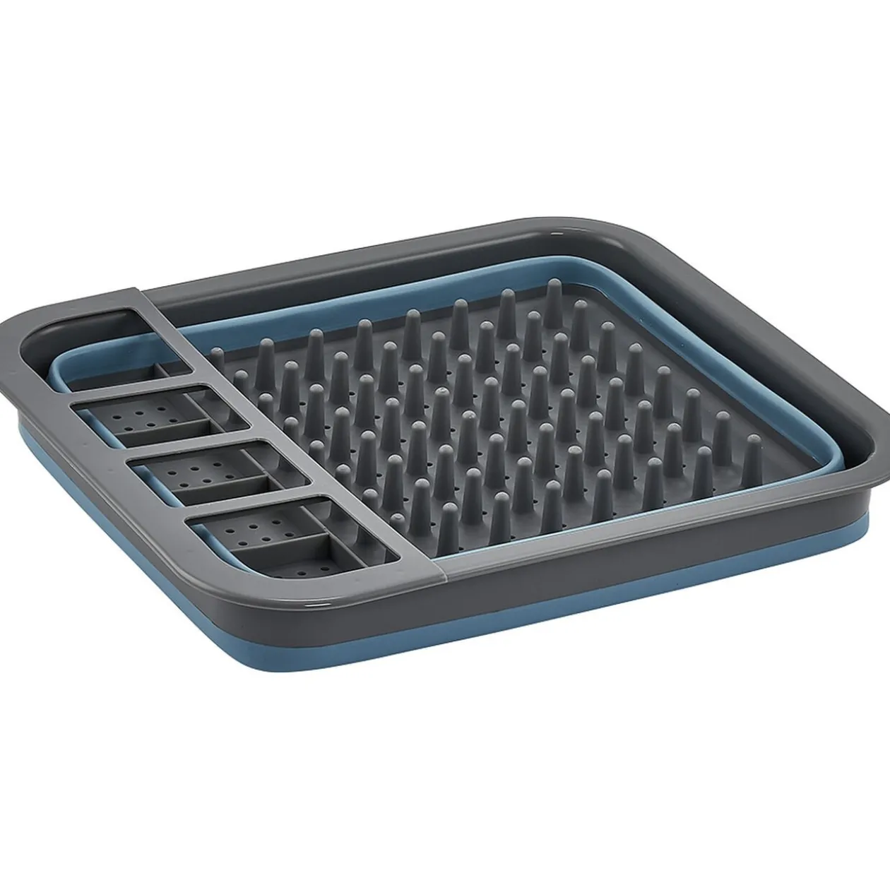 Égouttoir rétractable gris et bleu