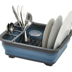 Égouttoir rétractable gris et bleu