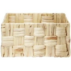 Grande panière rectangulaire tressée en jonc