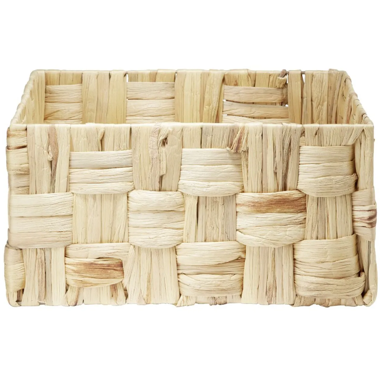 Grande panière rectangulaire tressée en jonc