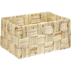 Grande panière rectangulaire tressée en jonc