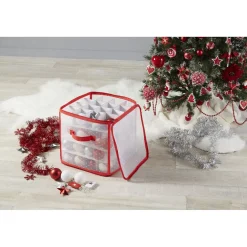 Housse de rangement compartimentée pour 64 boules de Noël