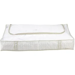 Housse de rangement dessous de lit motif triangle beige et blanc