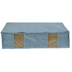 Housse de rangement dessous de lit Bleu - L65 x l45 x H15,5 cm