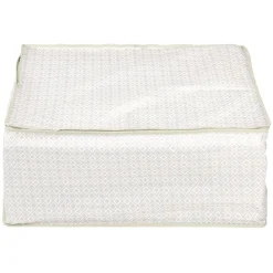 Housse de rangement rectangulaire motif triangle beige et blanc