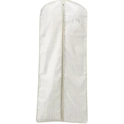 Housse de vêtements motif triangle beige et blanc