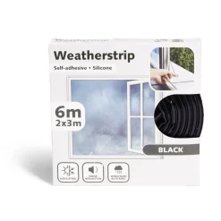 Joint d'isolation adhésif silicone plat pour porte et fenêtre 6m noir