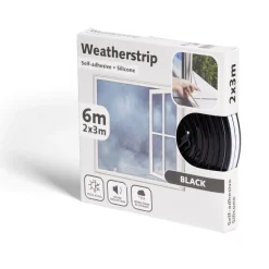 Joint d'isolation adhésif silicone plat pour porte et fenêtre 6m noir